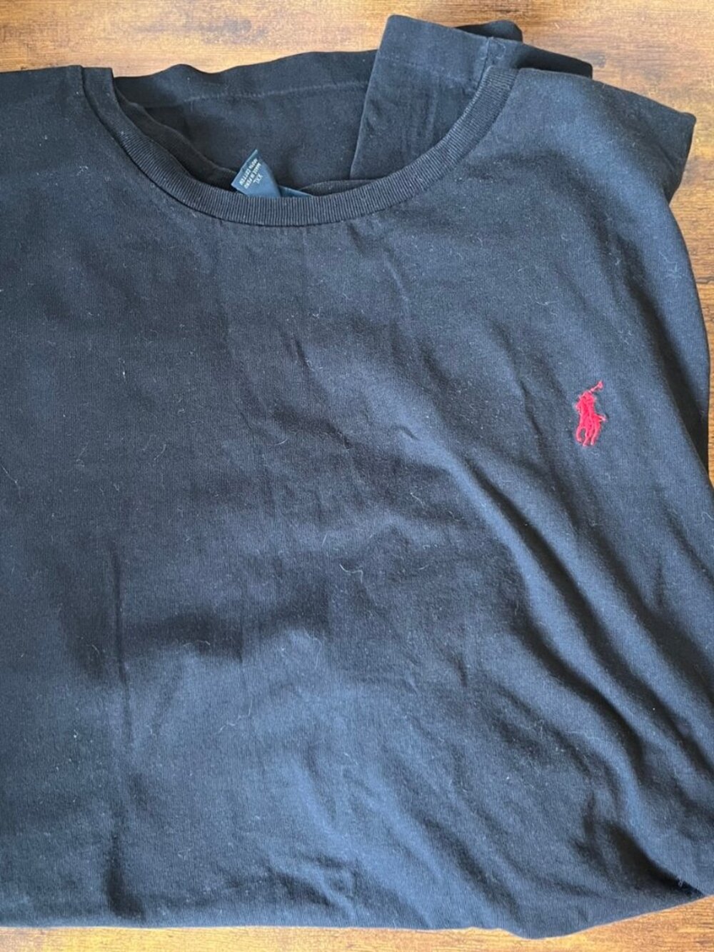 Polo Ralph Lauren Black Crewneck T-Shirt Men- Red Pony Logo 100% Cotton XX Large